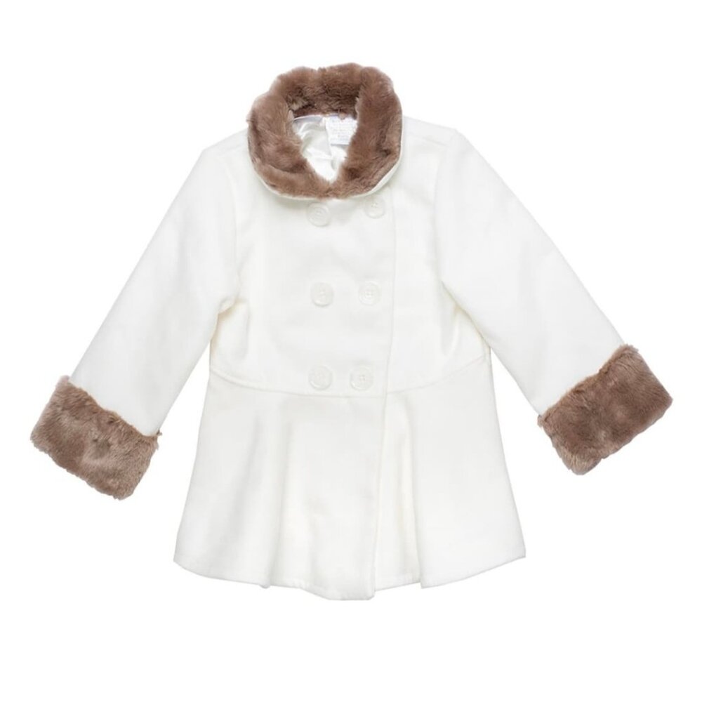 Kardashian kids Ivory Coat with Faux Fur - SIZE 2T